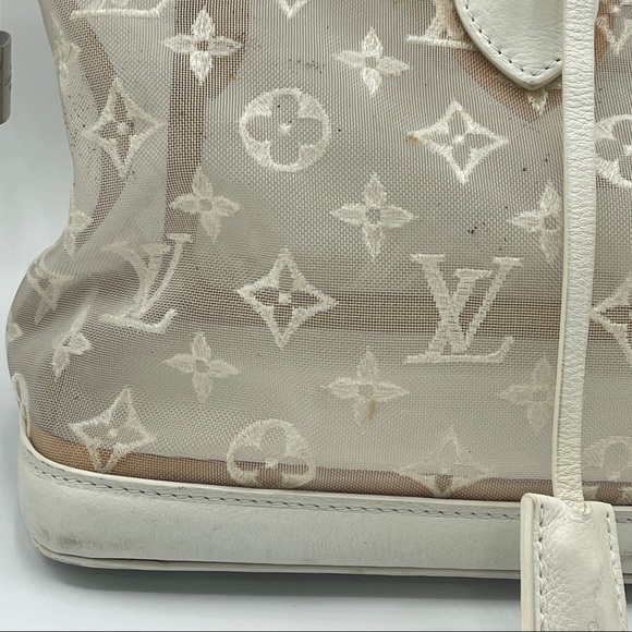Louis Vuitton Transparent Clear Monogram Embroidered Nylon Mesh Lockit Rare LV - Picture 3 of 16